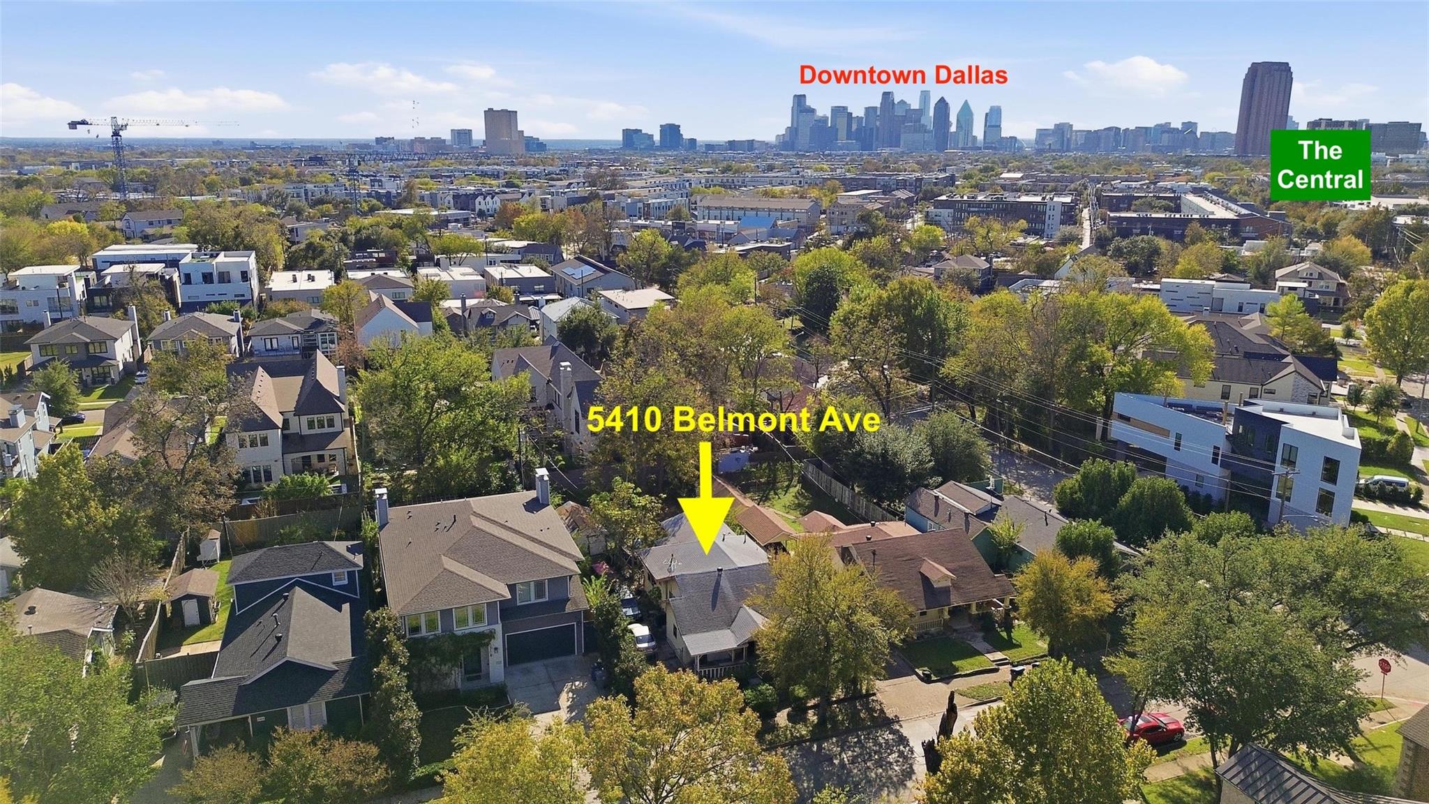Front exterior of 5410 Belmont Avenue in Vickery Place, Dallas